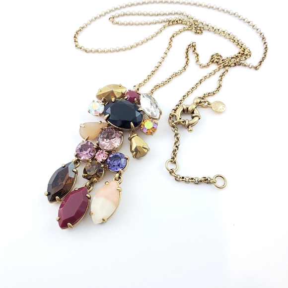 J. Crew Jewelry - J. Crew Pendant Necklace Rhinestones Jewel Tones